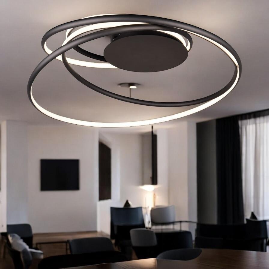 Lustra LED Premium NALA 3 lumini din buton Echivalent 700W CIRCLE DESIGN / NEAGRA / 72CM CEILING LIGHT