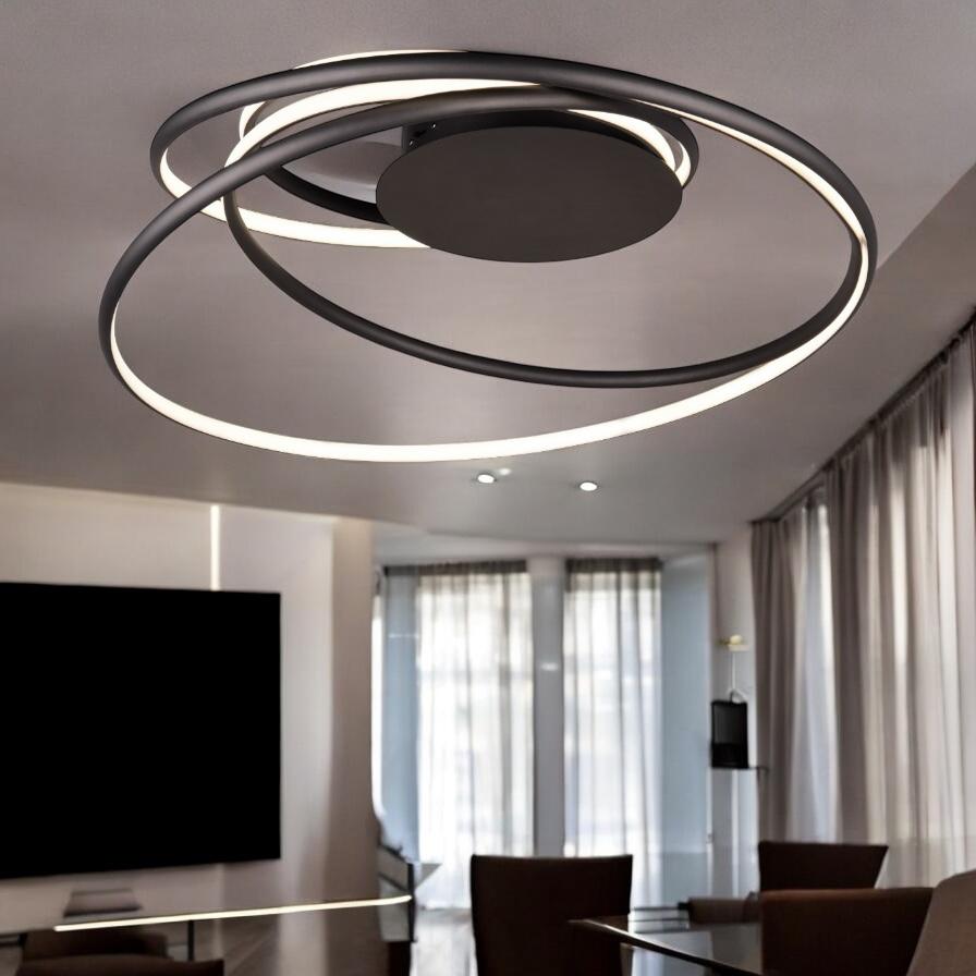 Lustra LED Premium NALA 3 lumini din buton Echivalent 700W CIRCLE DESIGN / NEAGRA / 72CM CEILING LIGHT