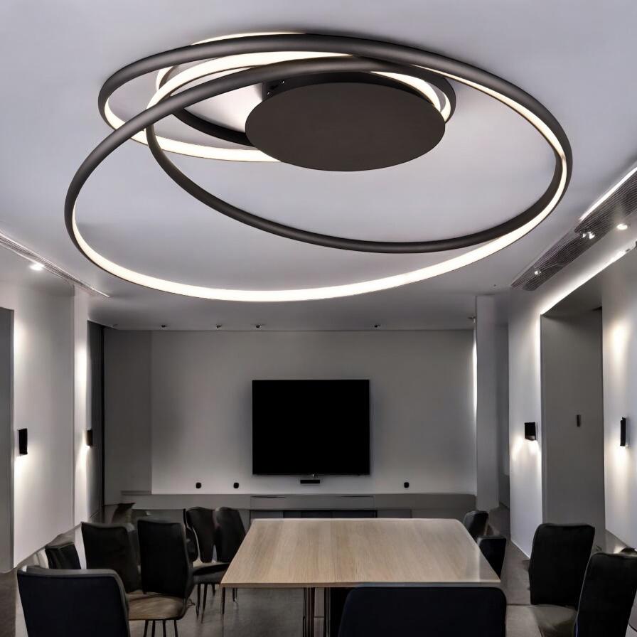 Lustra LED Premium NALA 3 lumini din buton Echivalent 700W CIRCLE DESIGN / NEAGRA / 72CM CEILING LIGHT