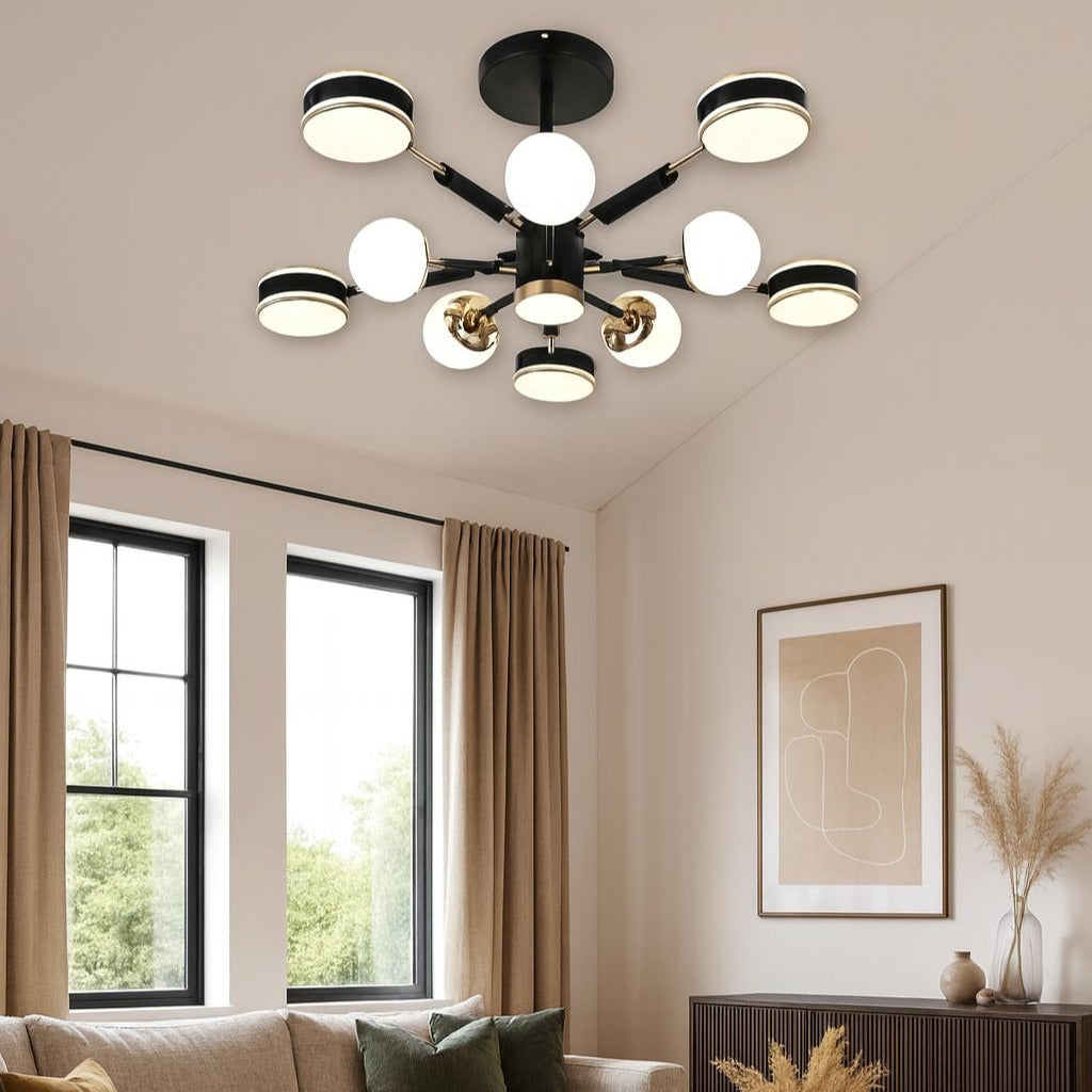 Lustra LED Maxi Fenora Black Echivalent 500W Telecomanda NEAGRA / MINIMALIST DESIGN / 83CM Lighting Fixtures