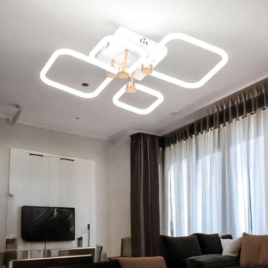 Lustra LED 2 + 2 DIAMOND Alb + Auriu Echivalent 400W Telecomanda ALB + AURIU / 70CM / DIAMOND DESIGN Lighting Fixtures