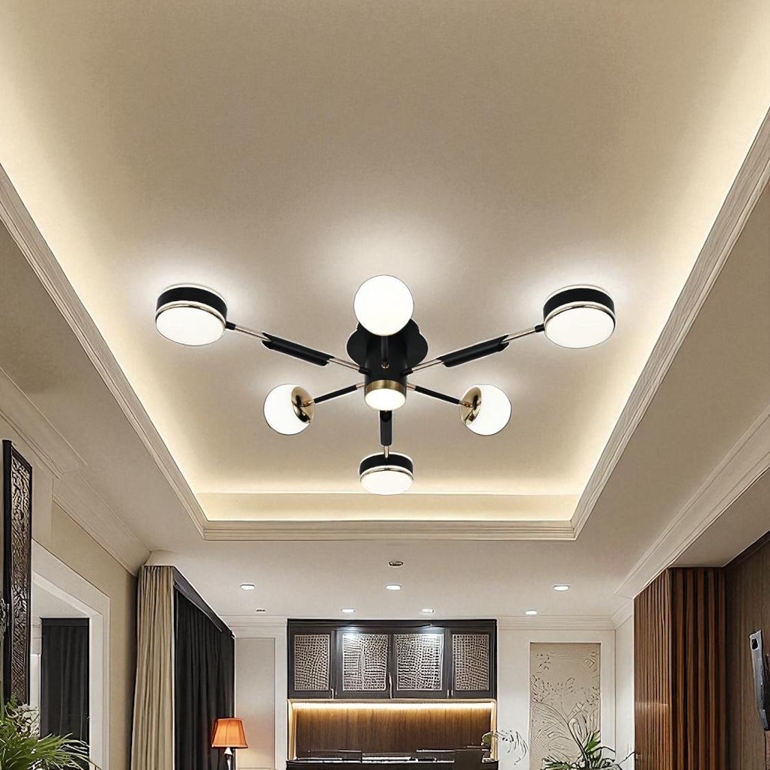 Lustra LED Mini Fenora Black Echivalent 300W Telecomanda NEAGRA / MINIMALIST DESIGN / 83CM Lighting Fixtures