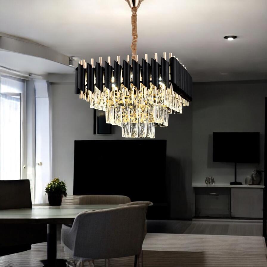 Candelabru Cristal Black Panther Square 400mm NEGRU + AURIU / 40CM / CRISTAL Chandeliers Crystal