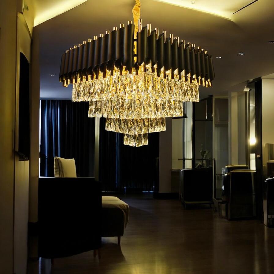 Candelabru Cristal Black Panther Square 500mm NEGRU + AURIU / 50CM / CRISTAL Chandeliers Crystal