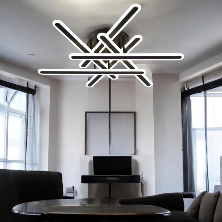 Lustra LED 6 Linnes Round Black Echivalent 800W telecomanda NEAGRA / 60CM / MINIMALIST DESIGN Lighting Fixtures