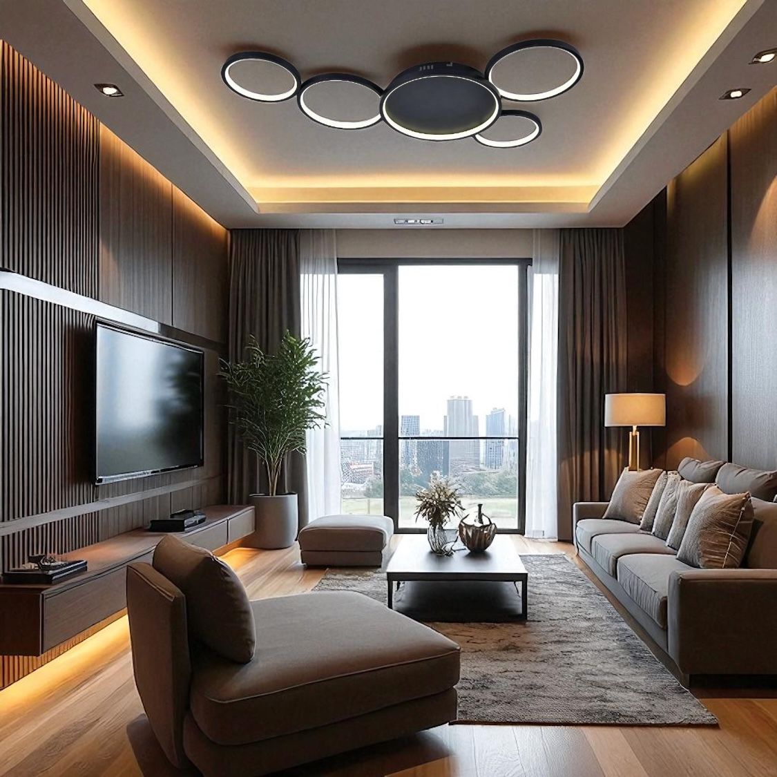 Lustra LED Minara Black Echivalent 600W Telecomanda NEAGRA / MINIMALIST DESIGN / 94CM Lighting Fixtures