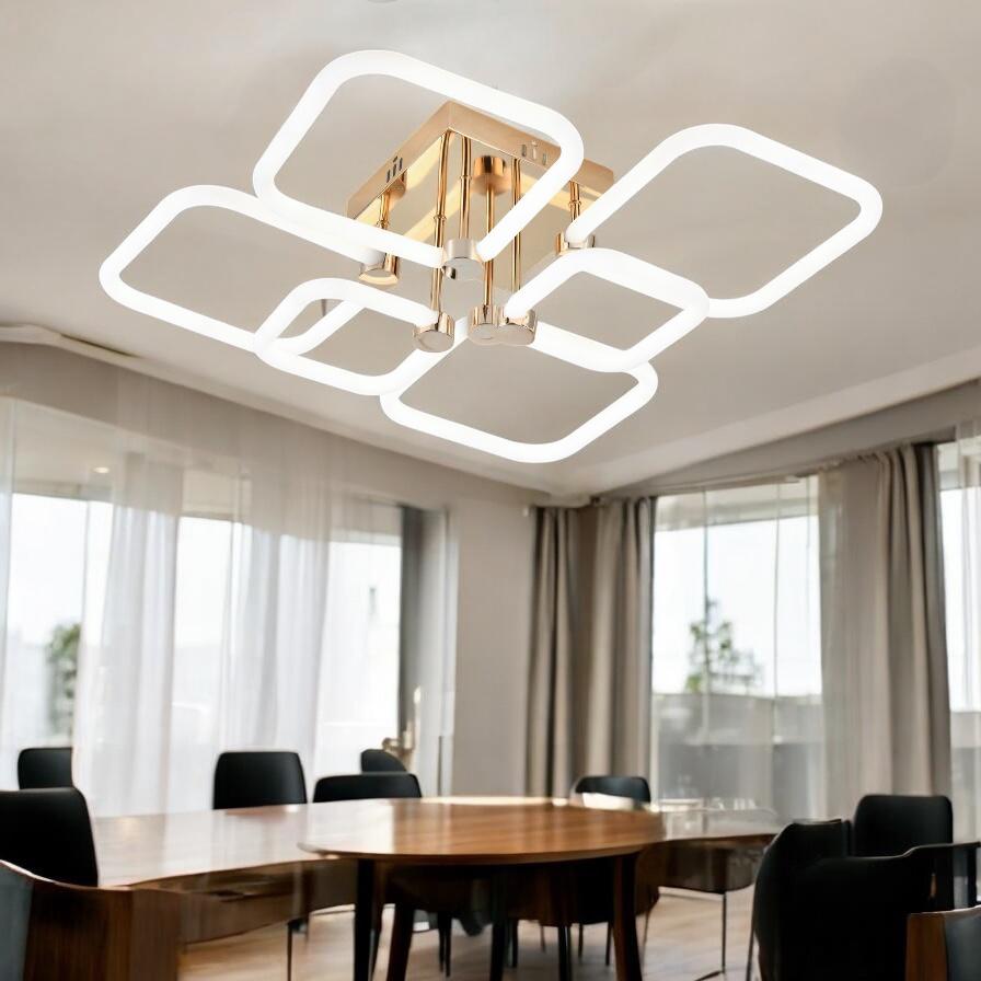 Lustra LED 4 + 2 DIAMOND Alb + Auriu Echivalent 600W Telecomanda ALB + AURIU / 80CM / DIAMOND DESIGN Lighting Fixtures