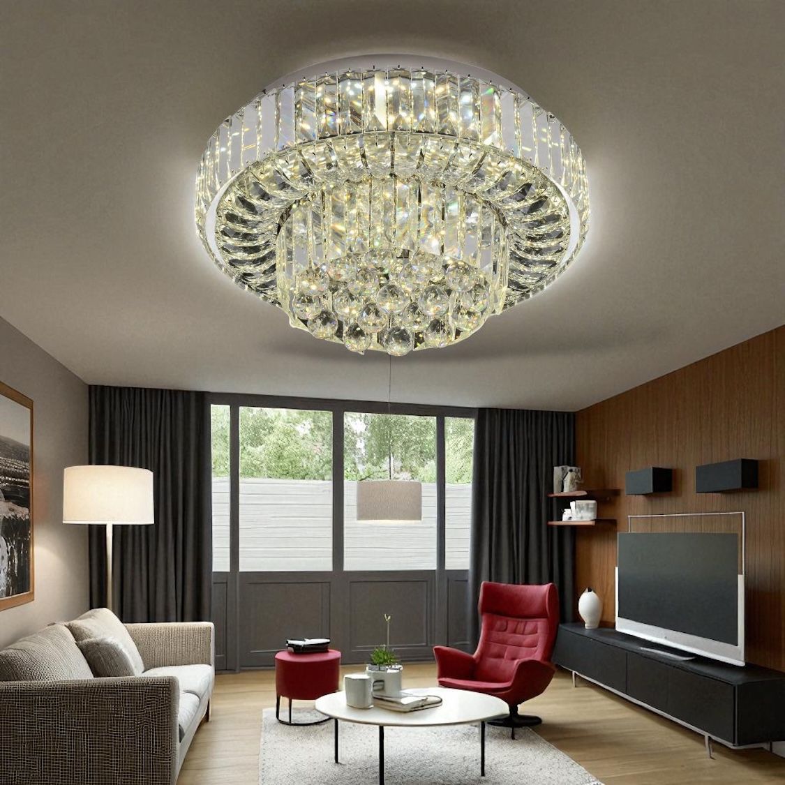 Lustra LED Mini Klyra CRISTAL Echivalent 400W Telecomanda CHROME / 40CM / CRISTAL Lighting Fixtures