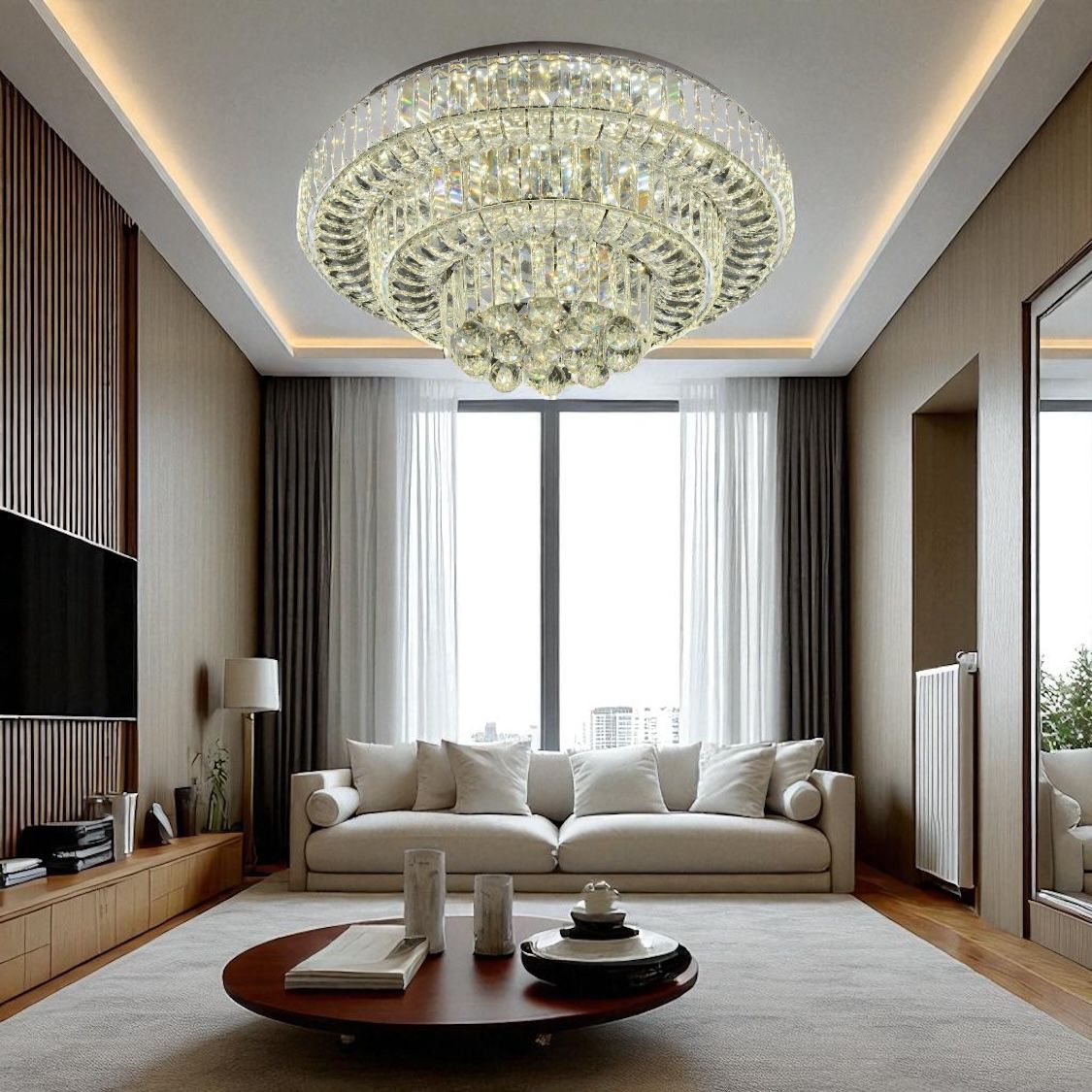 Lustra LED Maxi Klyra CRISTAL Echivalent 600W Telecomanda CHROME / 60CM / CRISTAL Lighting Fixtures