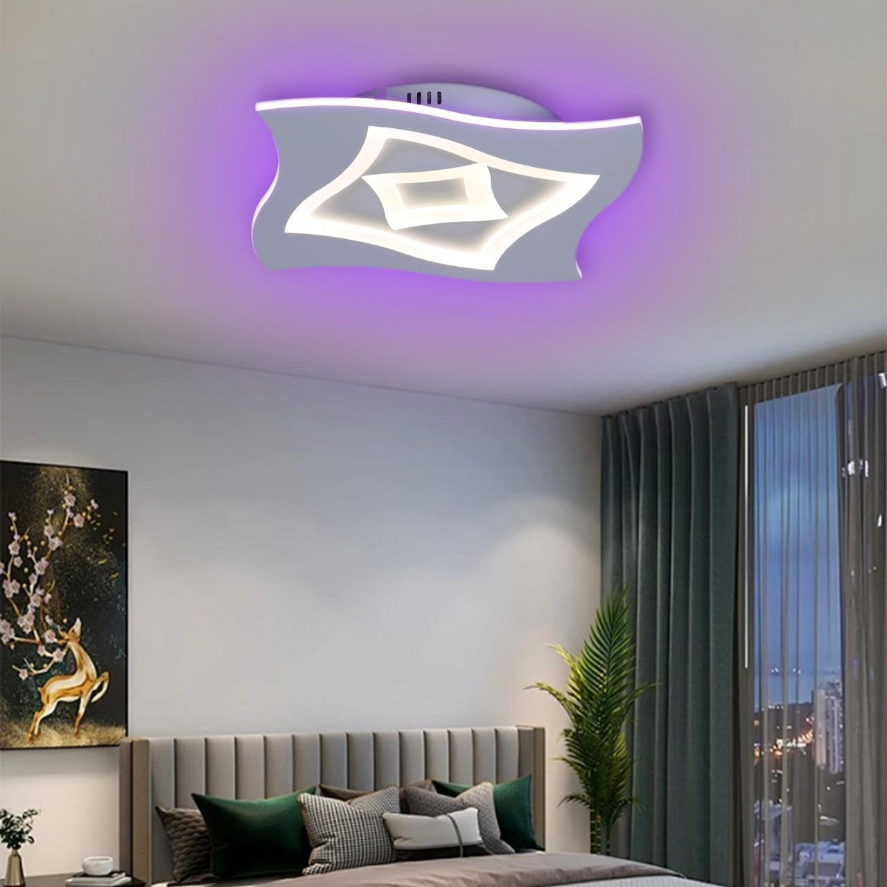 Lustra LED HERA Echivalent 200W Telecomanda 40CM / SQUARE DESIGN Lighting Fixtures