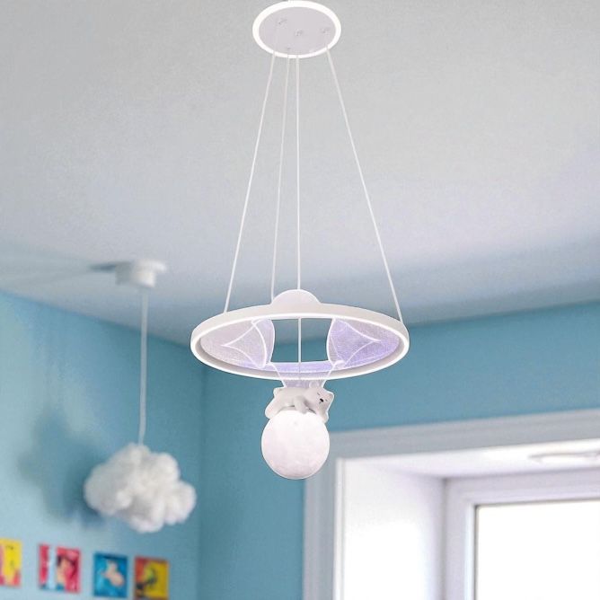 Lustra LED KIDS Suspendata Teddy Bear Echivalent 650W Telecomanda GRI / KIDS Lighting Fixtures