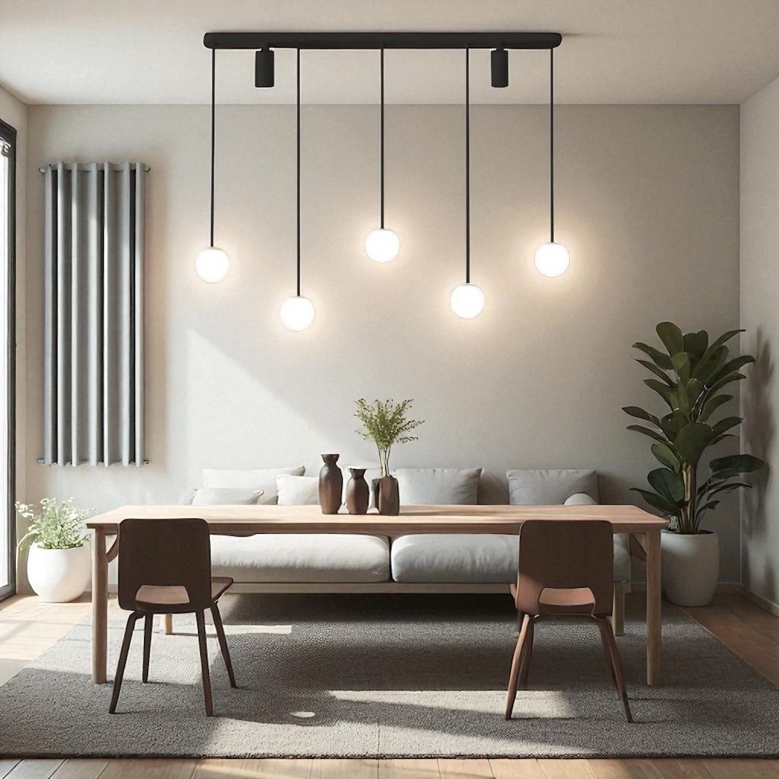 Lustra LED Suspendata Abajur 56W Echivalent 220W Telecomanda NEAGRA / ABAJUR Chandeliers