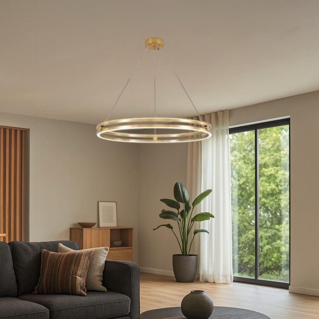 Lustra LED Mini Ring Gold Suspendata Echivalent 400W Telecomanda AURIE / SUSPENDATE / 40CM Lighting Fixtures