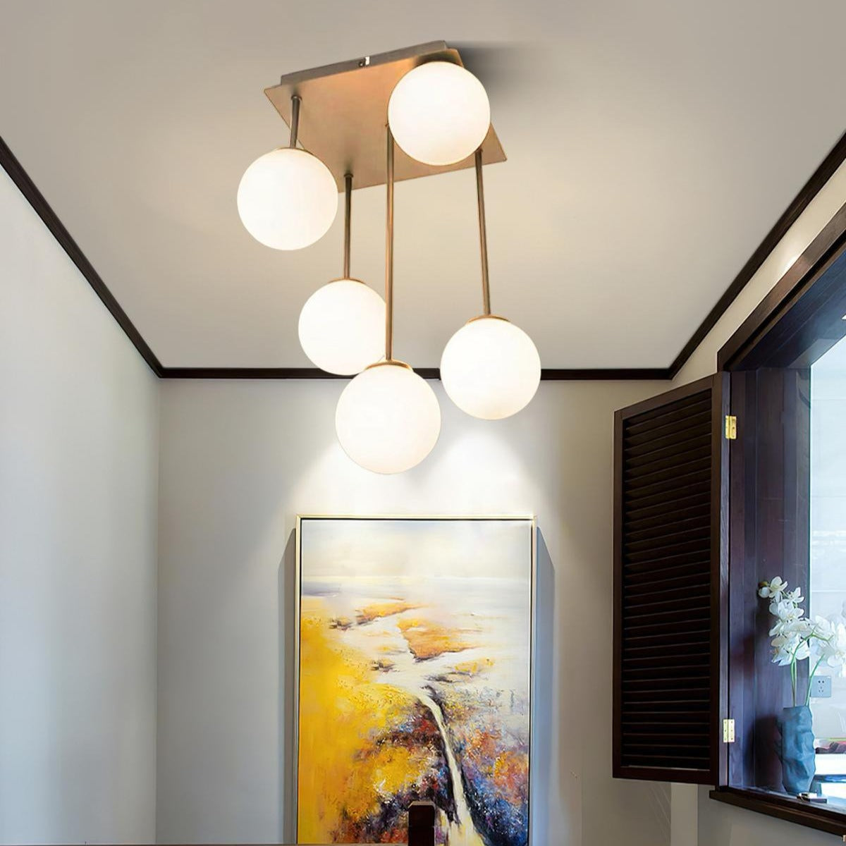 Lustra Abajur Mat Mini Serelys GOLD 5XG9 AURIE / ABAJUR Chandeliers