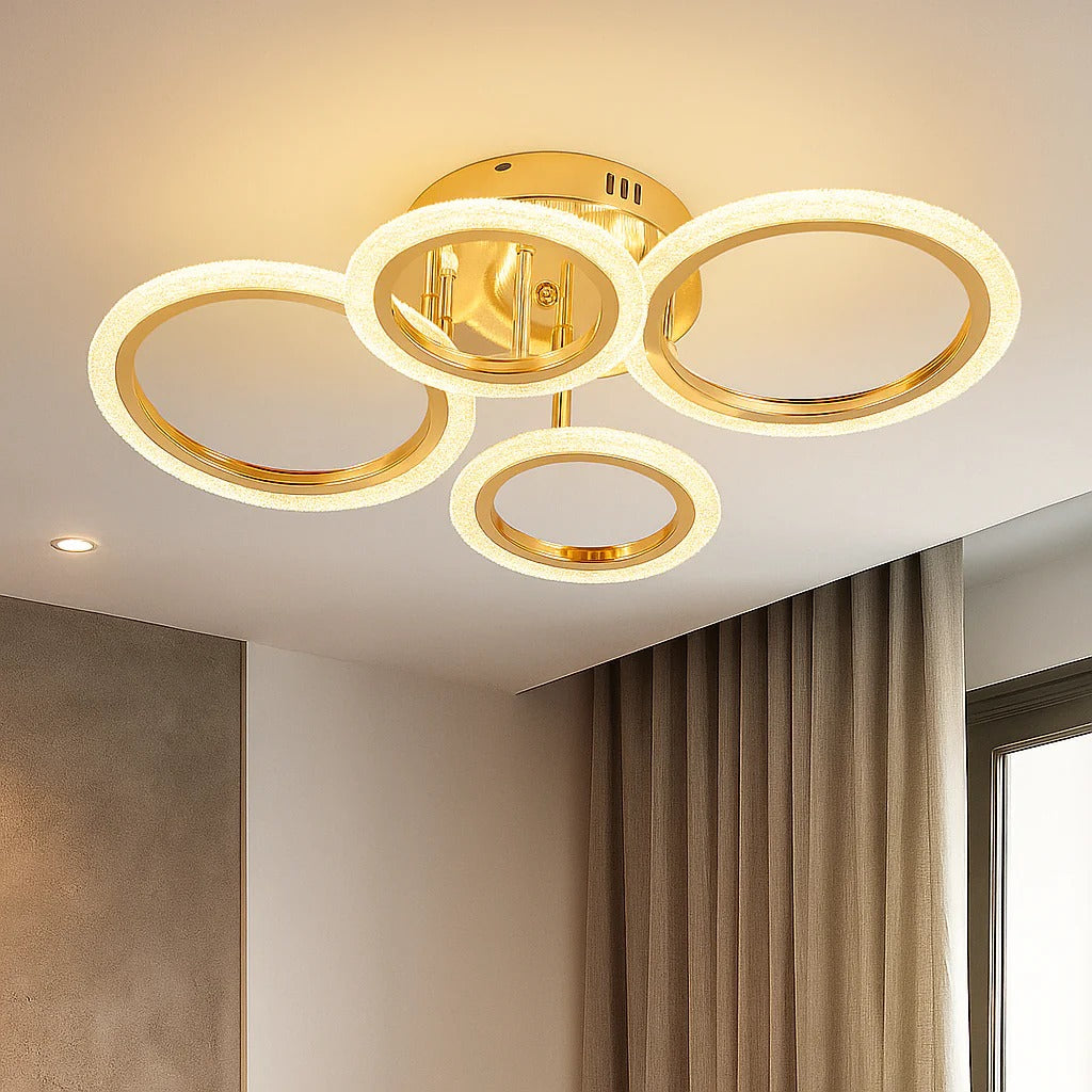 Lustra LED Mini Brevia Gold 2 + 2 Circle Echivalent 400W Telecomanda AURIE / CIRCLE DESIGN Lighting Fixtures