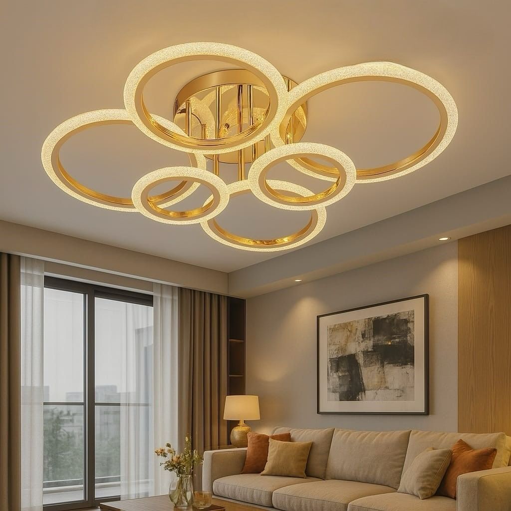 Lustra LED Maxi Brevia Gold 4 + 2 Circle Echivalent 800W AURIE / CIRCLE DESIGN Lighting Fixtures