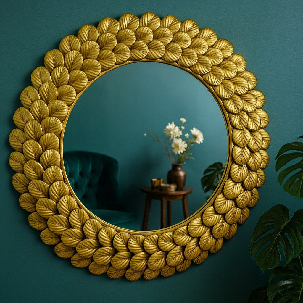 Oglindă de Perete Premium Royal Leaves AURIE / 60CM decorative mirror