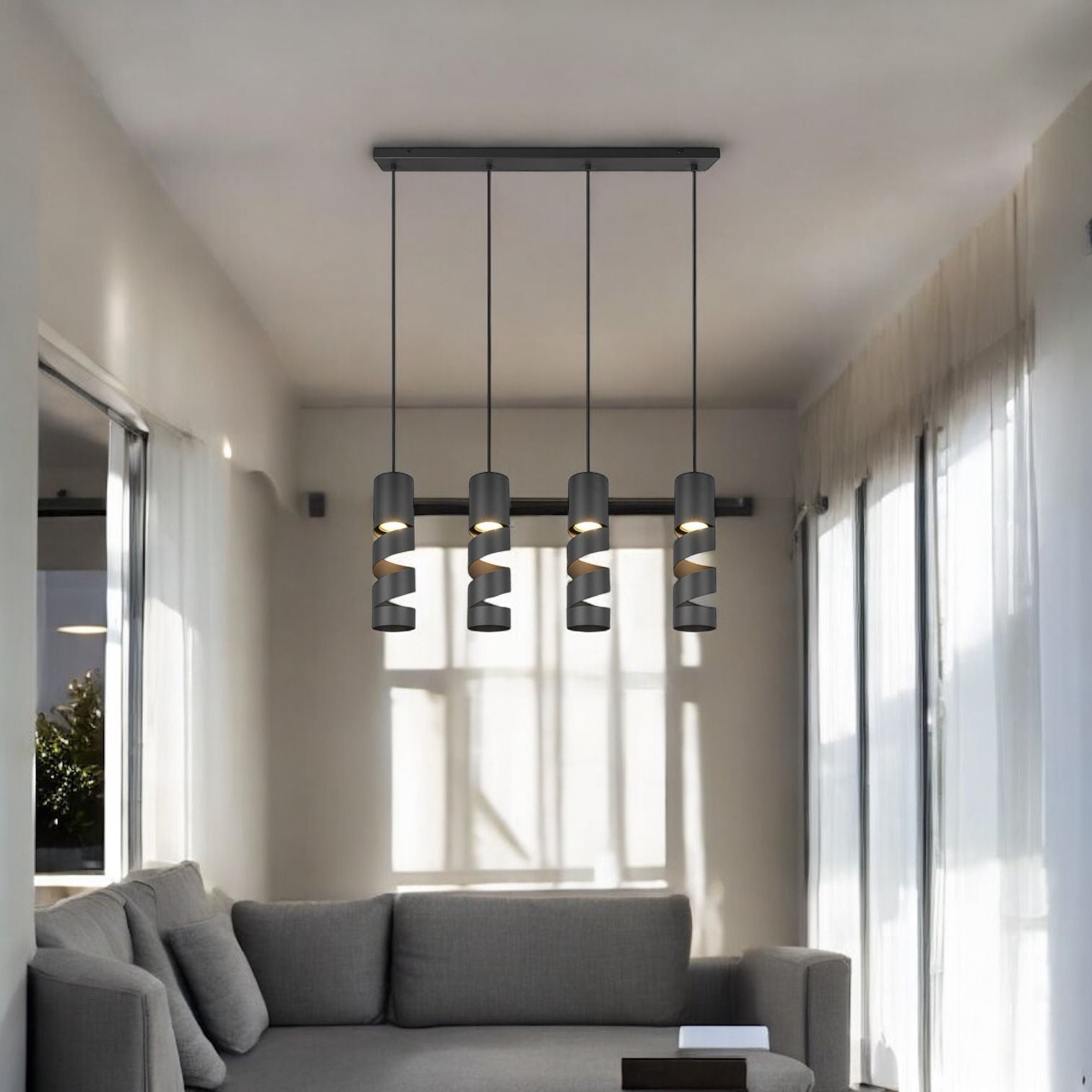 Lustra STREAM Black 4XGU10 NEAGRA / SUSPENDATE Lighting