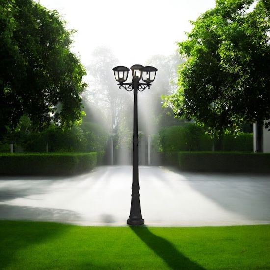 Stalp De Gradina Tip Felinar Negru 3xE27 220CM STALP ORNAMENTAL GARDEN POLE