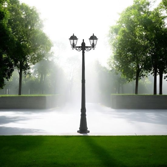 Stalp De Gradina Tip Felinar Negru 2xE27 220CM STALP ORNAMENTAL GARDEN POLE