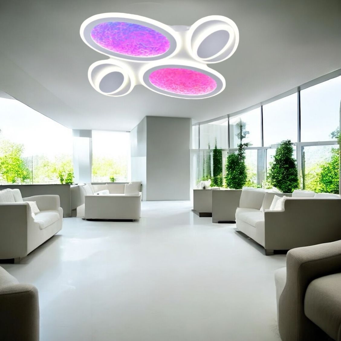 Lustra LED RGB SIERA 4 Ovals 3 Functii Echivalent 600W Telecomanda ALBA / RGB / 50CM Lighting Fixtures