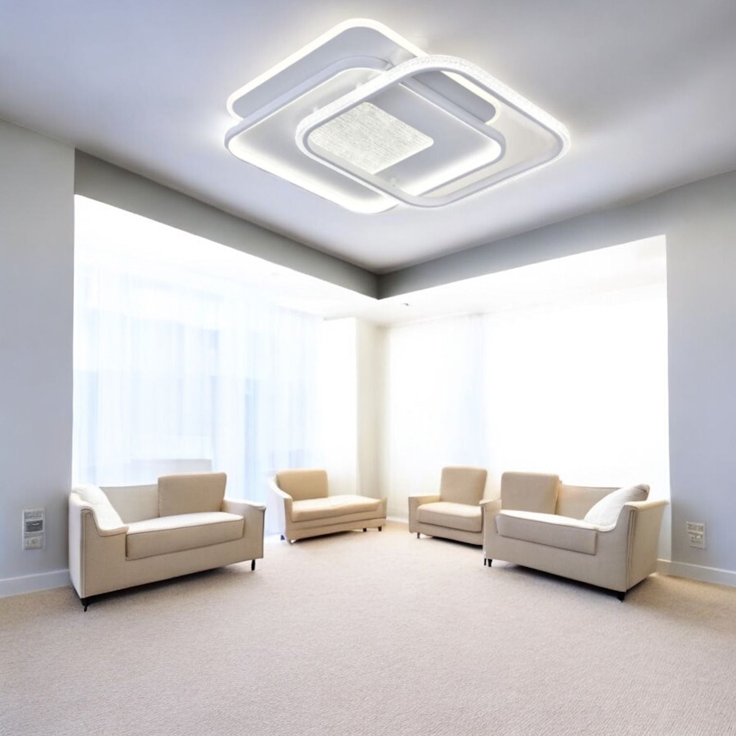 Lustra LED NOLTO Square 3 Functii Echivalent 900W Telecomanda ALBA / SQUARE DESIGN / 50CM Lighting Fixtures