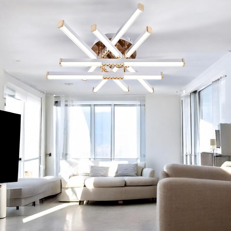 Lustra LED FERGA LINES Gold Echivalent 700W Telecomanda AURIE / 60CM / MINIMALIST DESIGN Lighting Fixtures