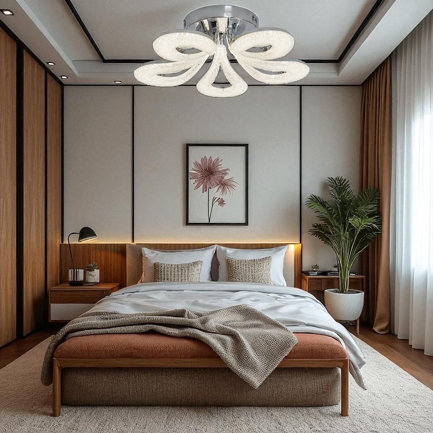 Lustra LED MARLO Chrome Echivalent 400W Telecomanda ARGINTIE / MINIMALIST DESIGN / 50CM Lighting Fixtures