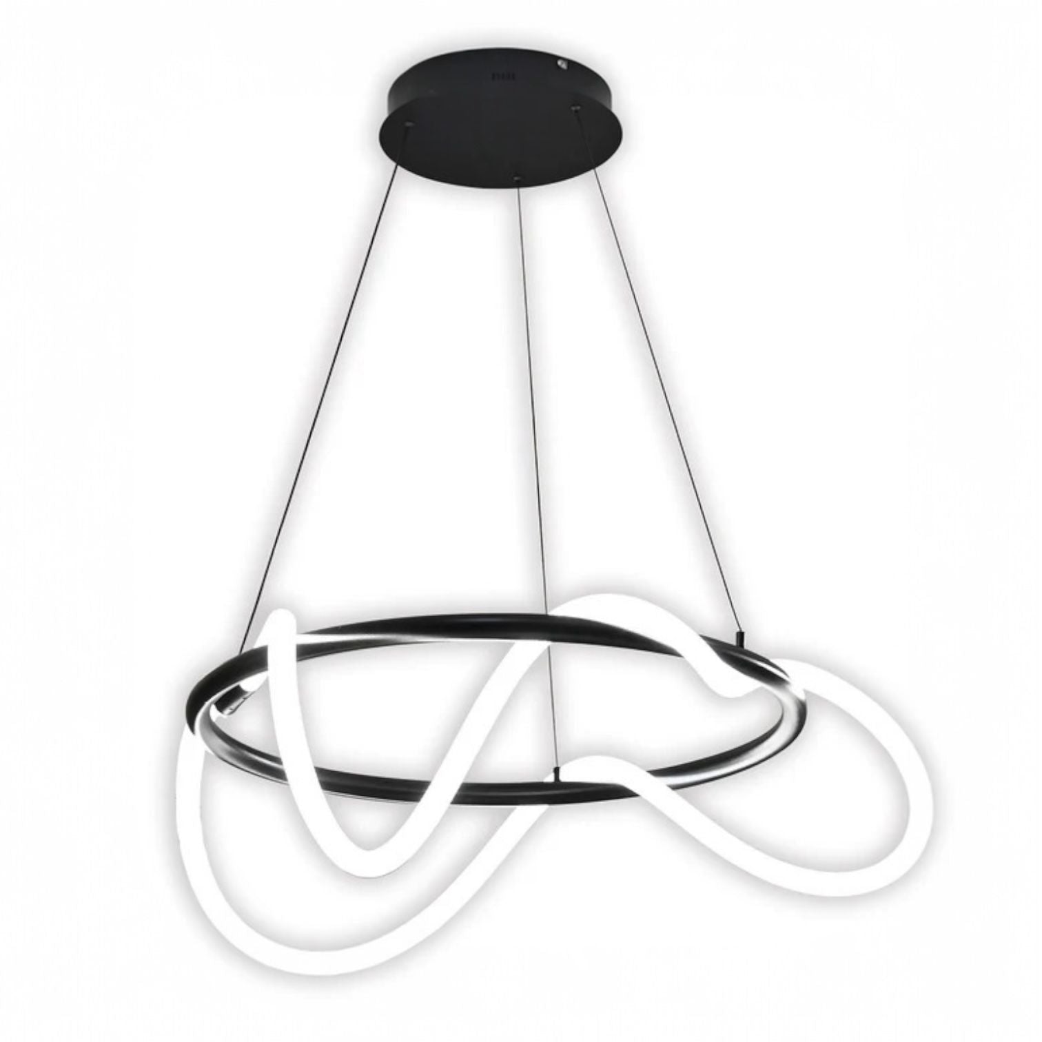 Lustra LED Suspendata MOURA Black 60CM Echivalent 300W Telecomanda NEAGRA / SUSPENDATE Lighting Fixtures