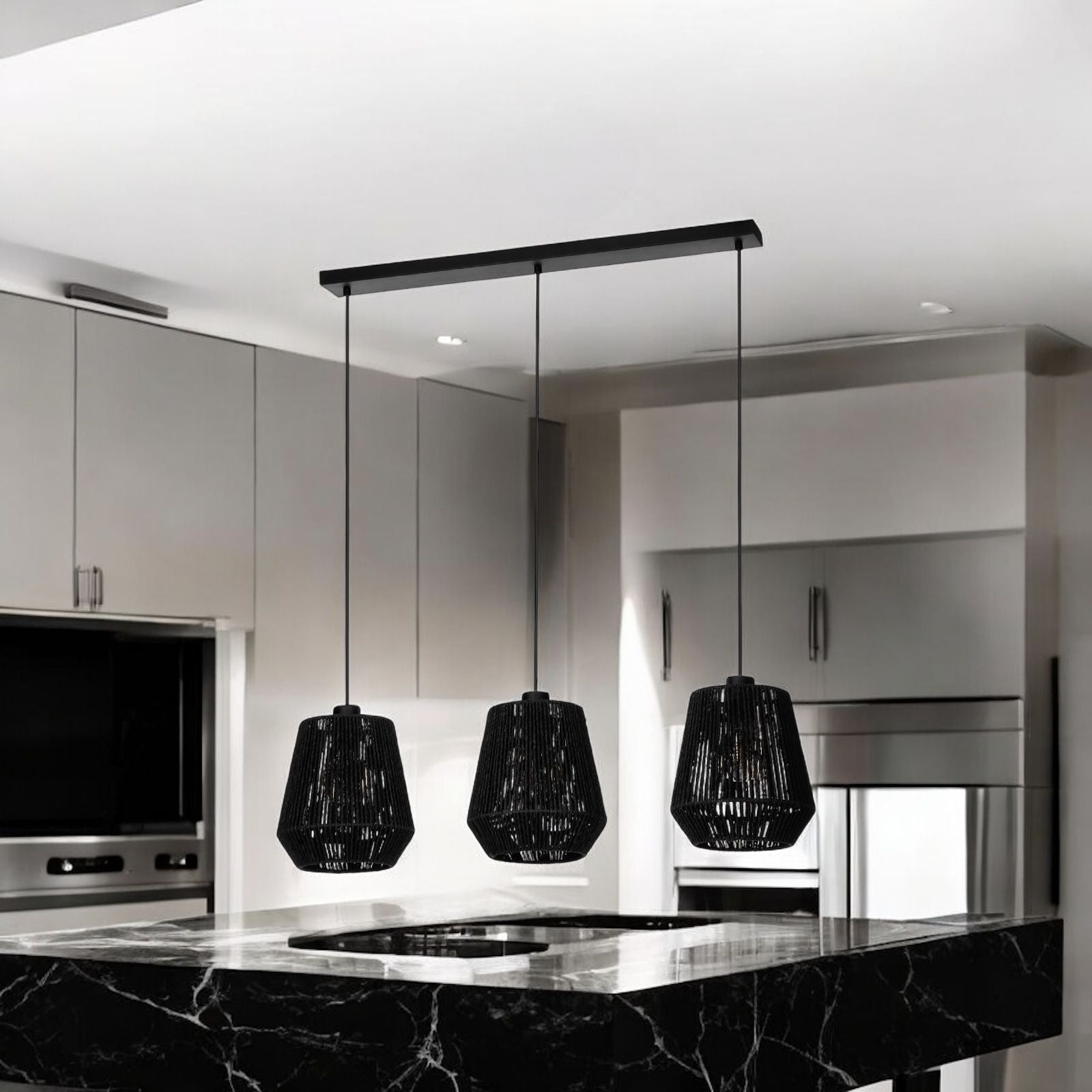 Lustra Suspendata PERSLEY Black 110CM NEAGRA / VINTAGE SI RETRO DESIGN / 110CM Chandeliers