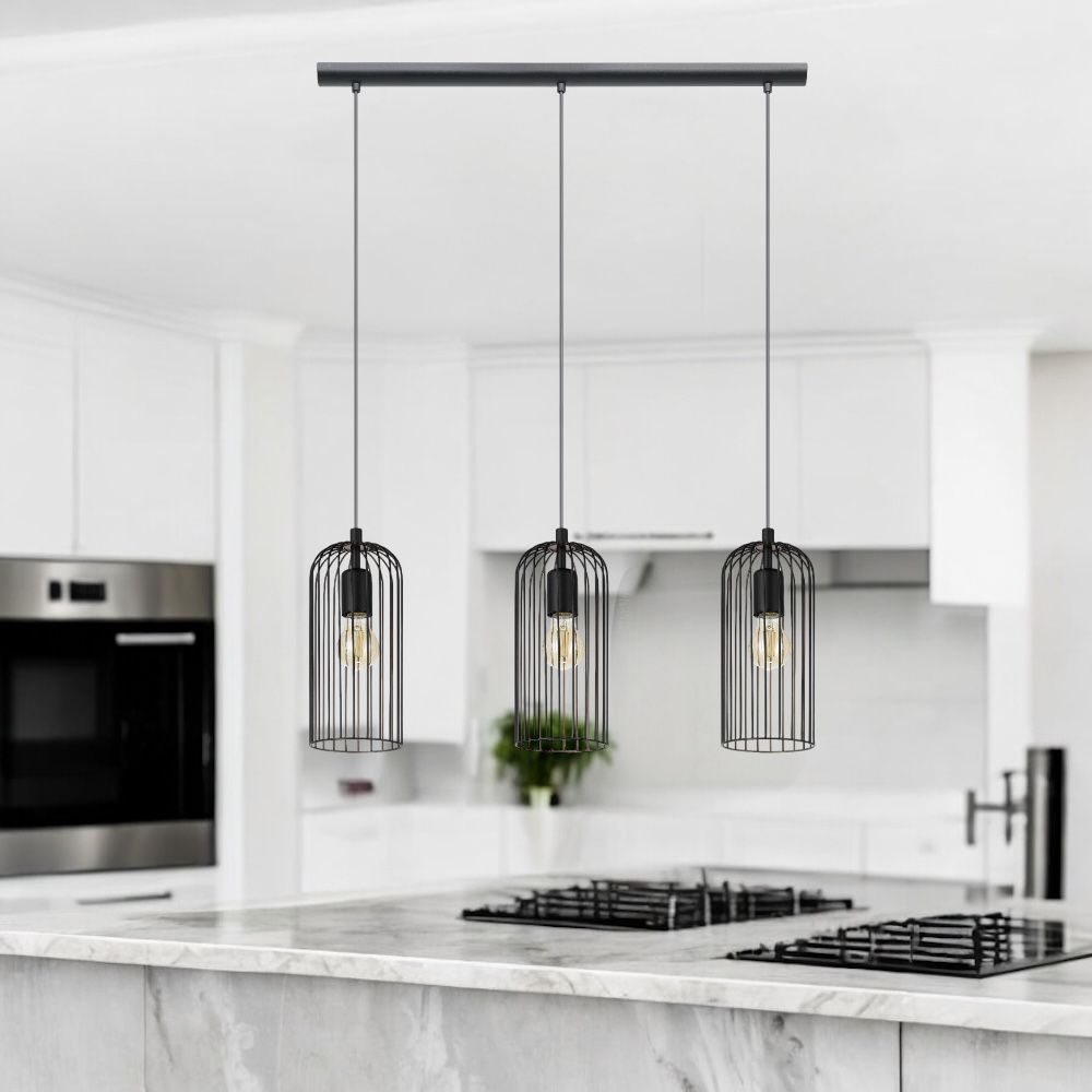 Lustra Suspendata ROCCAMENA Black 110CM NEAGRA / VINTAGE SI RETRO DESIGN / 110CM Chandeliers