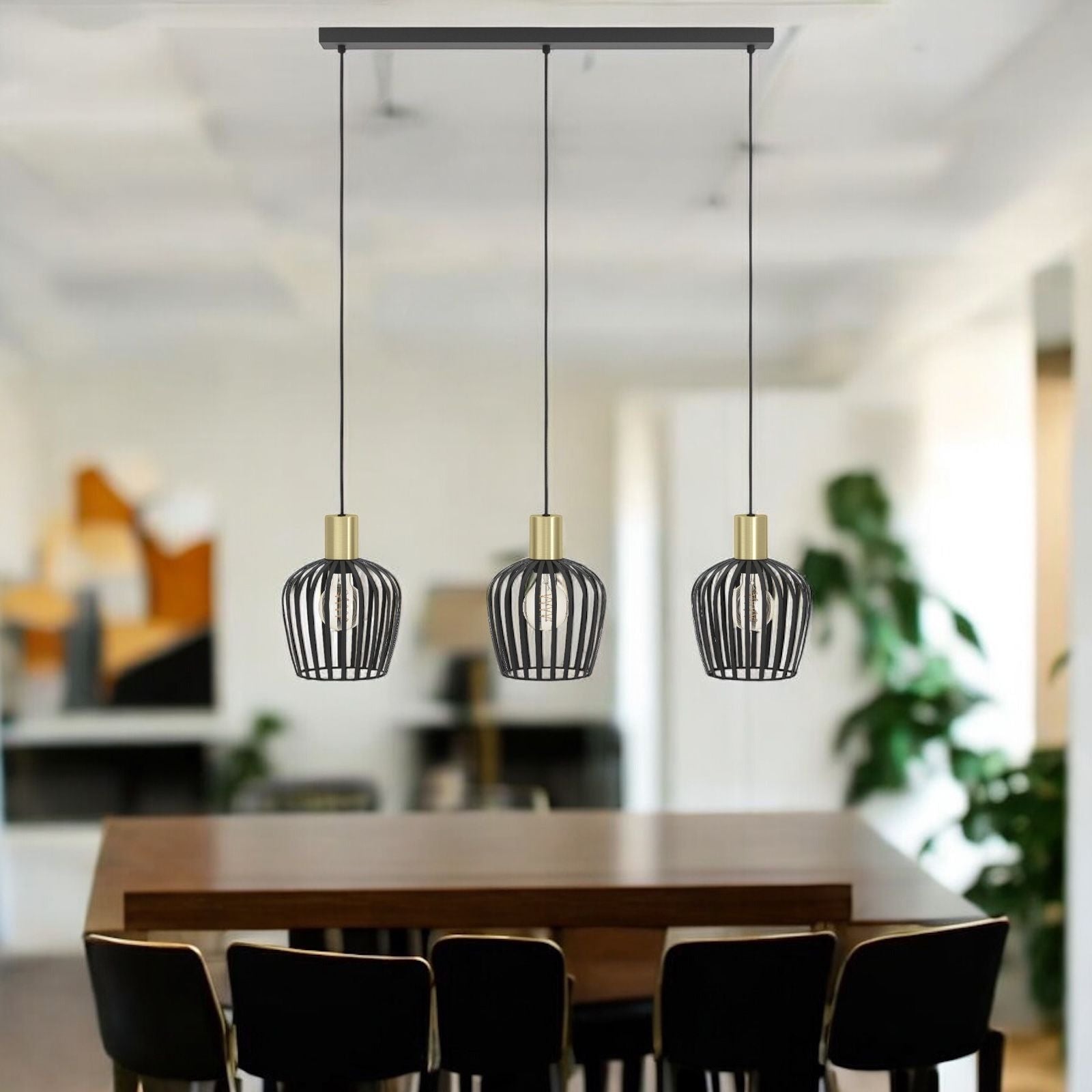 Lustra Suspendata EMPOLI Black & Gold 110CM NEGRU + AURIU / VINTAGE SI RETRO DESIGN / 110CM Chandeliers