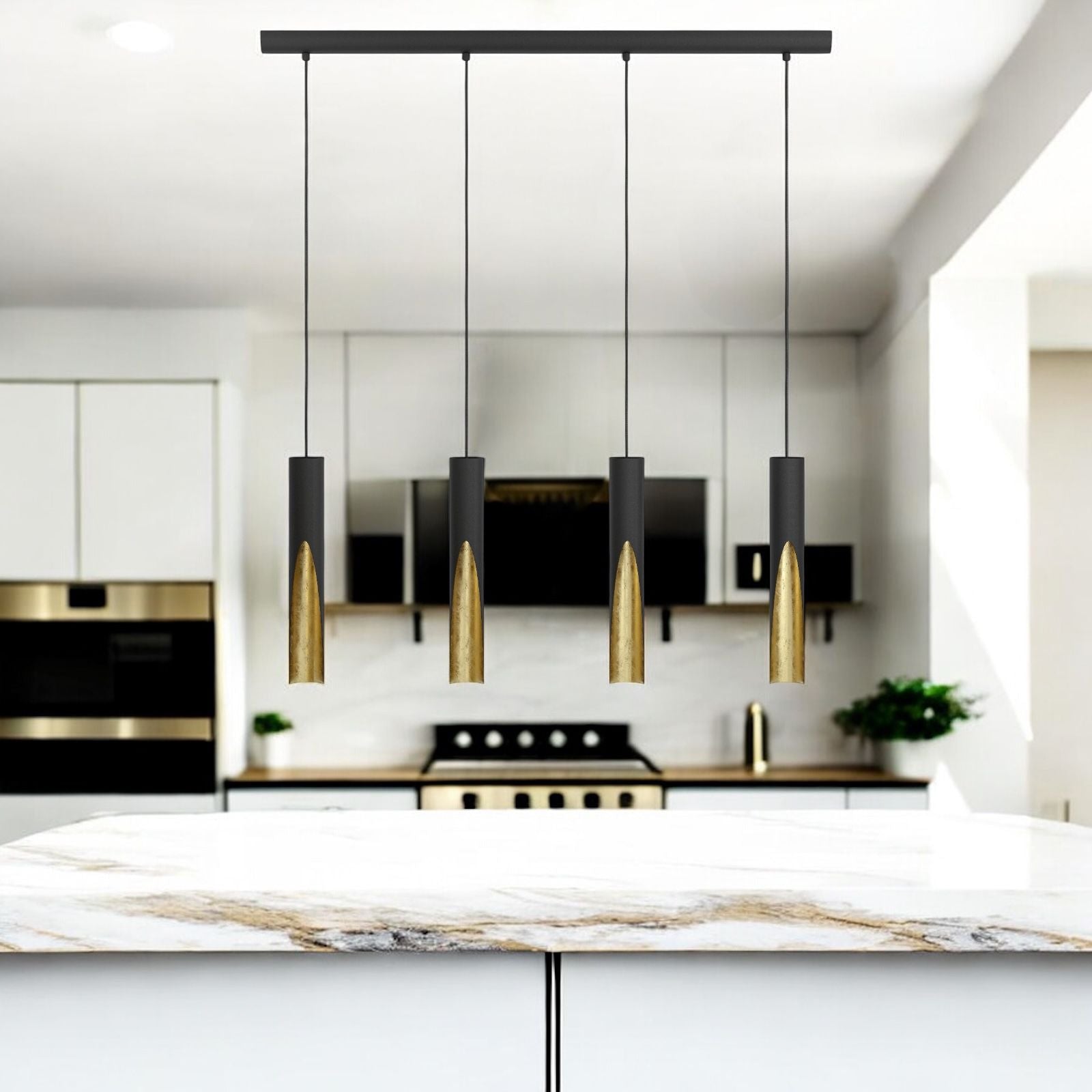 Lustra Suspendată BARBOTTO Black & Gold 110CM NEGRU + AURIU / SUSPENDATE / 110CM Chandeliers