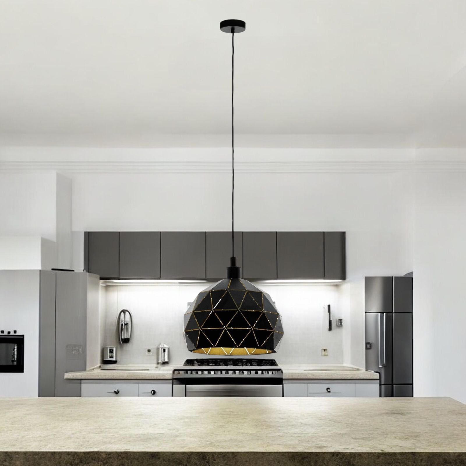 Pendul Vintage ROCCAFORTE 110CM Eglo NEGRU + AURIU / VINTAGE SI RETRO DESIGN Lighting Fixtures