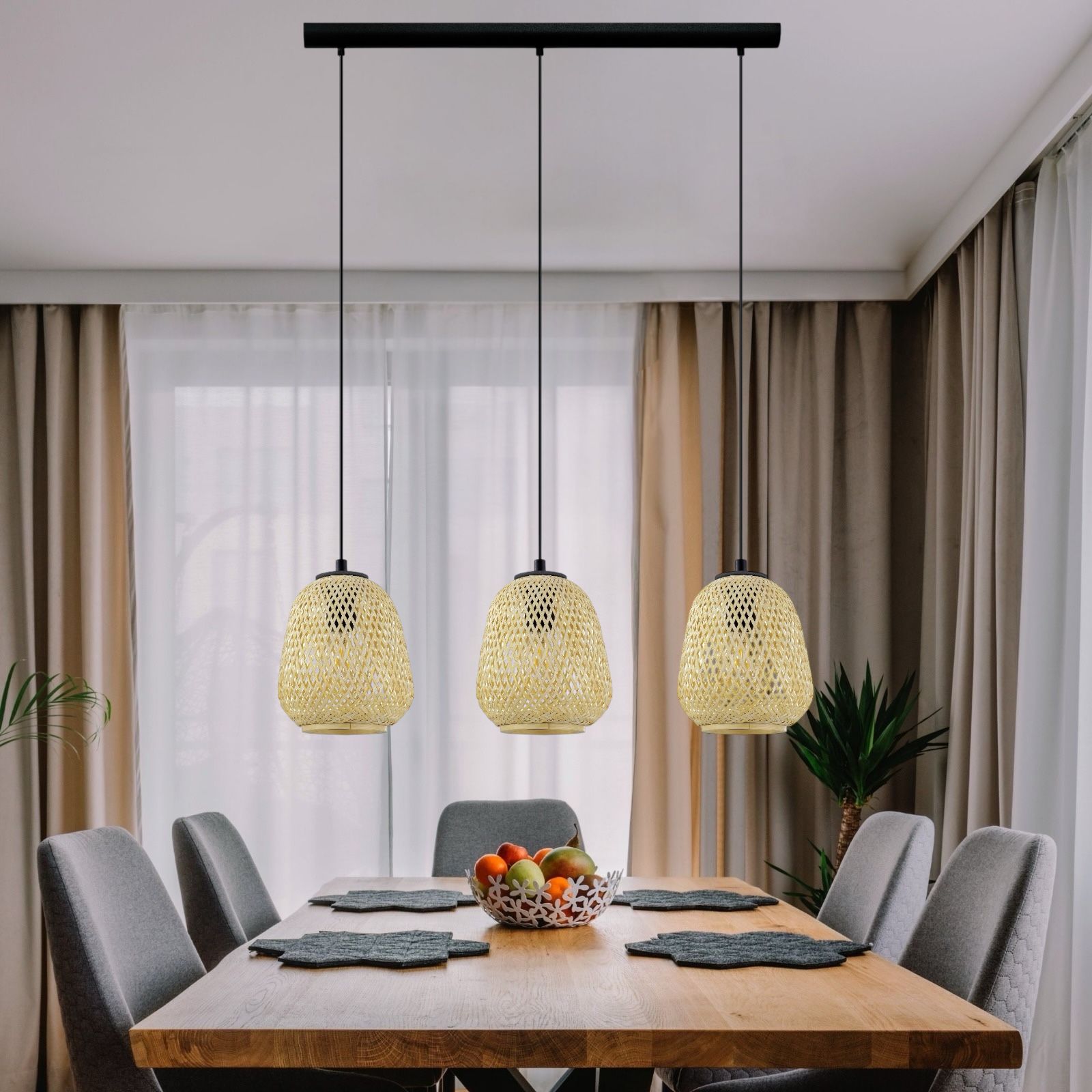 Lustra Suspendata DEMBLEBY Wood 110CM LEMN / SUSPENDATE / 110CM Chandeliers