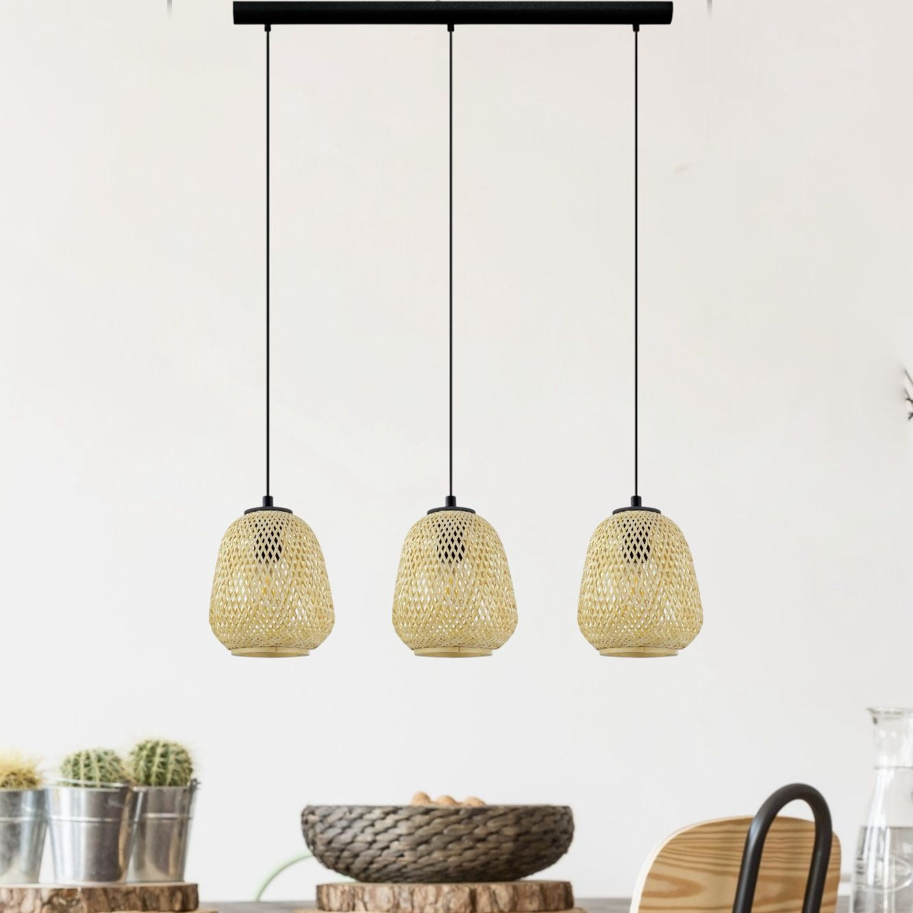 Lustra Suspendata DEMBLEBY Wood 110CM LEMN / SUSPENDATE / 110CM Chandeliers