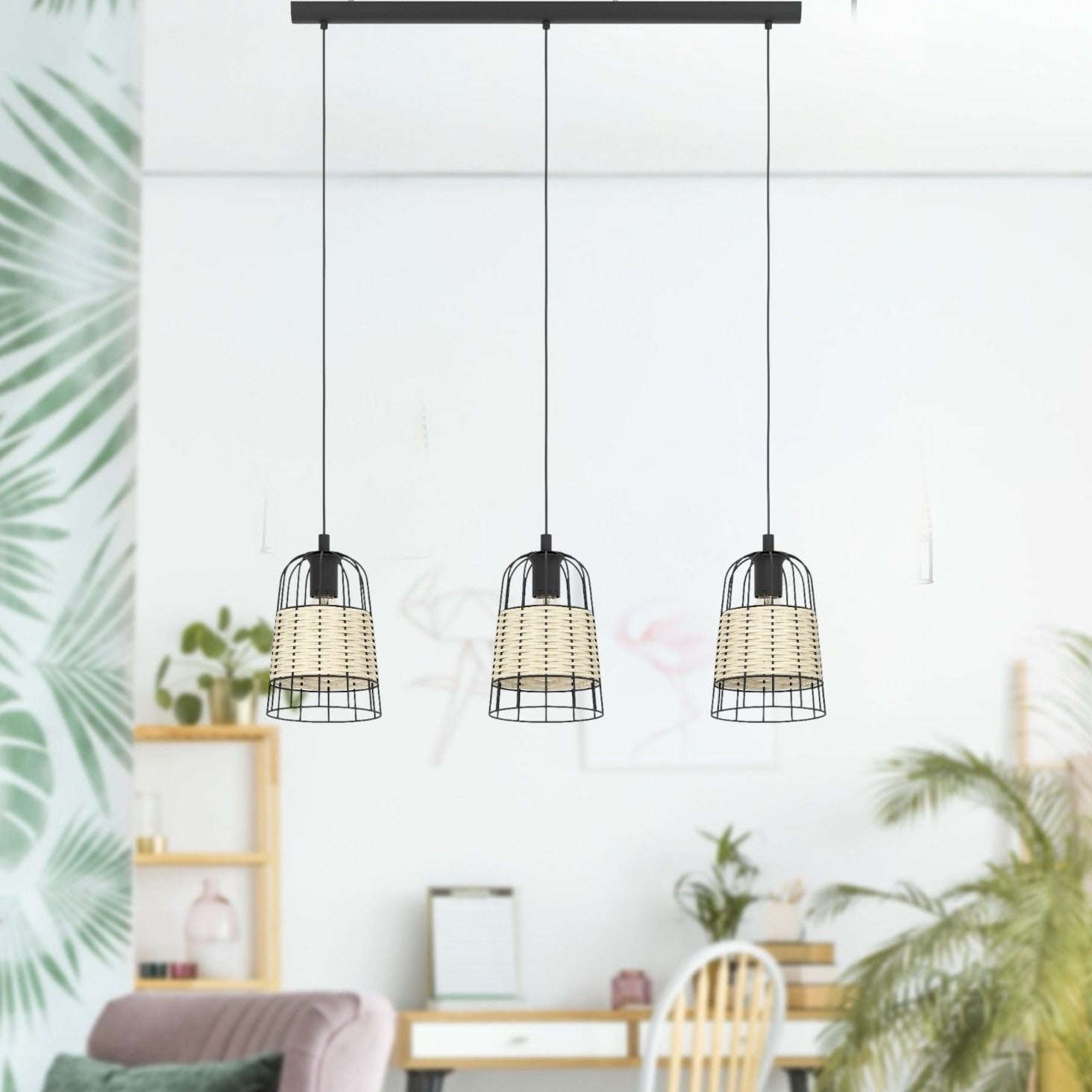 Lustra Suspendata ANWICK Wood 110CM LEMN / SUSPENDATE / 110CM Chandeliers