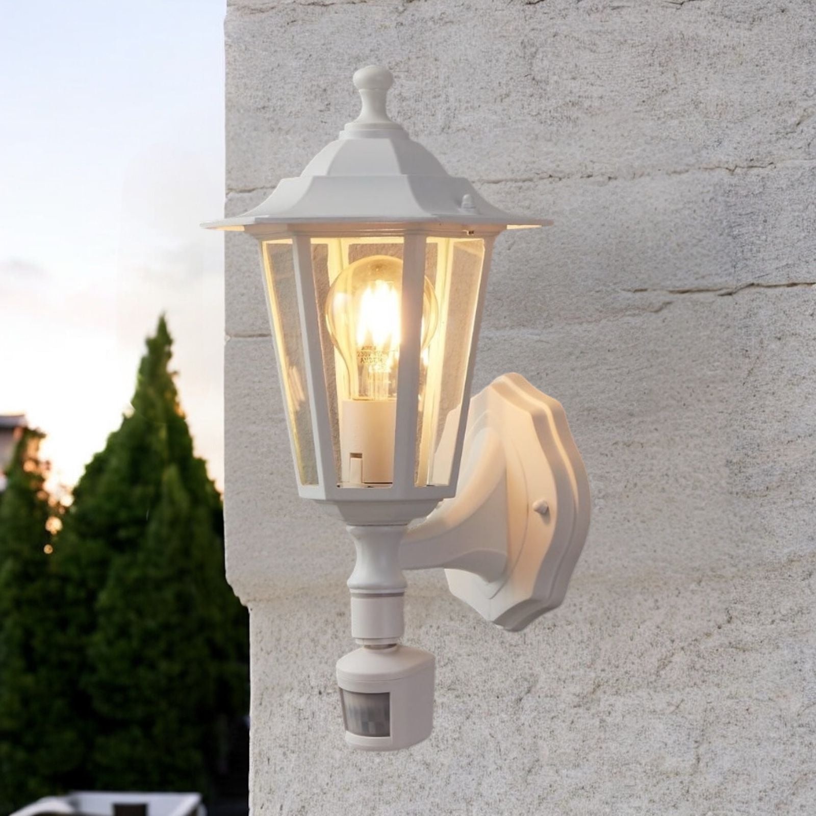 Aplica Exterior Tip Felinar cu Senzor LATERNA 5 White ALBA / APLICA PERETE Wall Light Fixtures