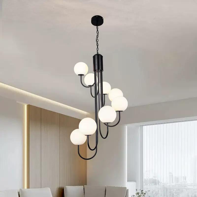 Lustra Suspendata FUBRI Black Abajur Mat NEAGRA / ABAJUR / 8 Chandeliers