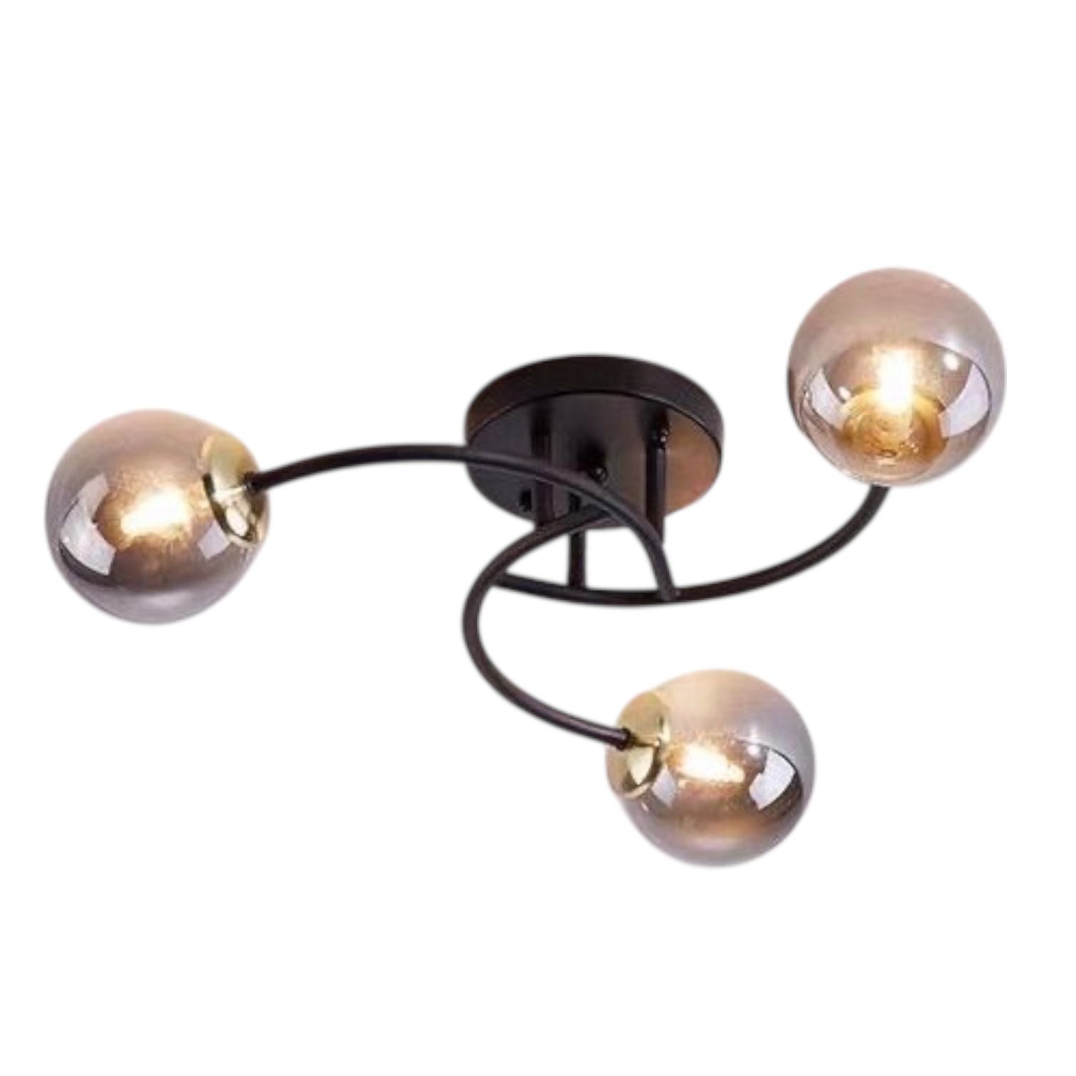 Lustra Abajur Fumuriu RIEVA 3xE27 Black NEAGRA / ABAJUR Chandeliers
