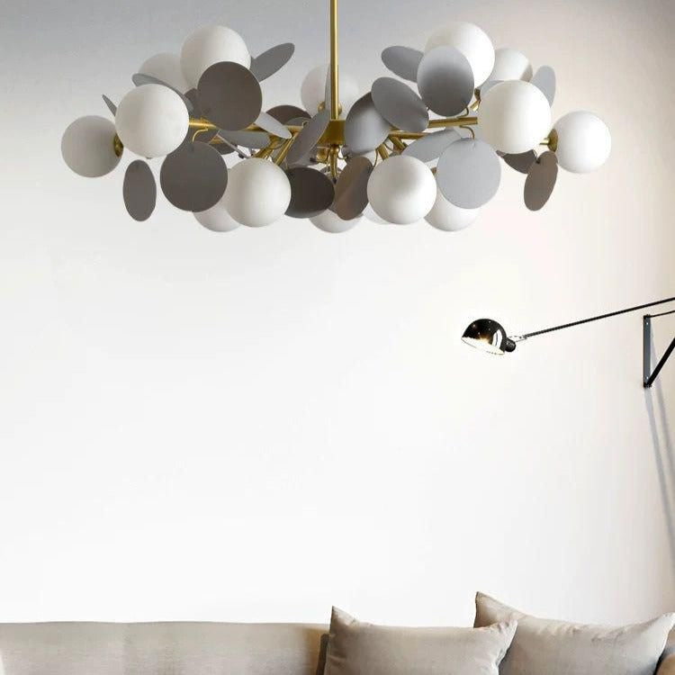 Lustra Suspendata SELVA Gold & Grey Abajur Mat Chandeliers