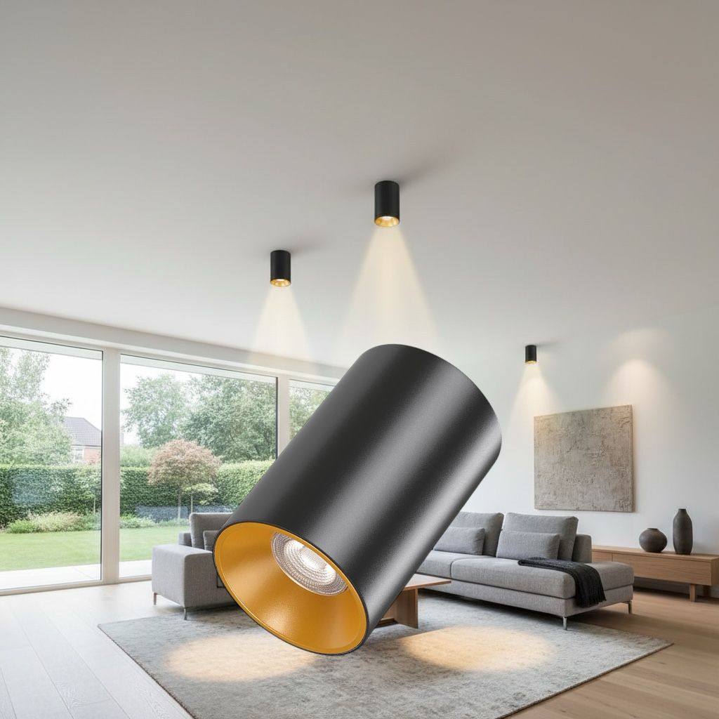 Spot Aplicat Rotund Negru & Auriu Dulie GU10 Ø94x145mm led ceiling light