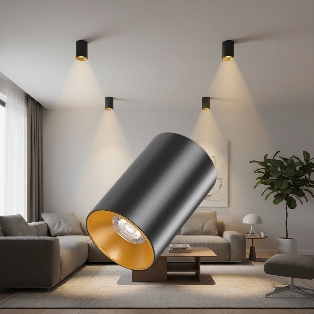 Spot Aplicat Rotund Negru & Auriu Dulie GU10 Ø80x117mm led ceiling light