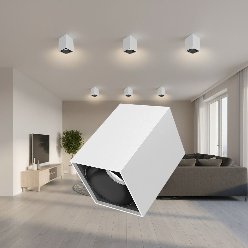 Spot Aplicat Patrat Alb & Negru Dulie GU10 L80xH117mm led ceiling light