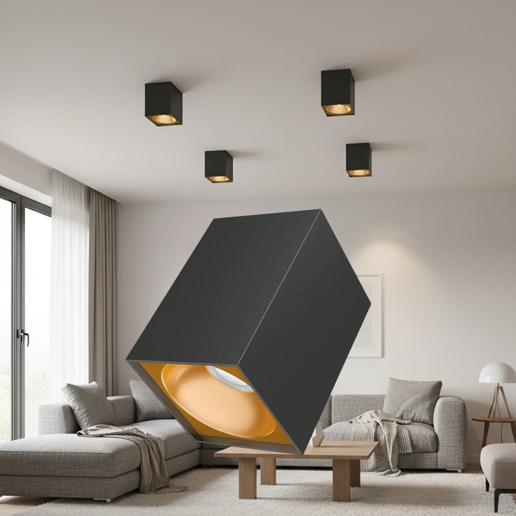 Spot Aplicat Patrat Negru & Auriu Dulie GU10 L80xH117mm led ceiling light