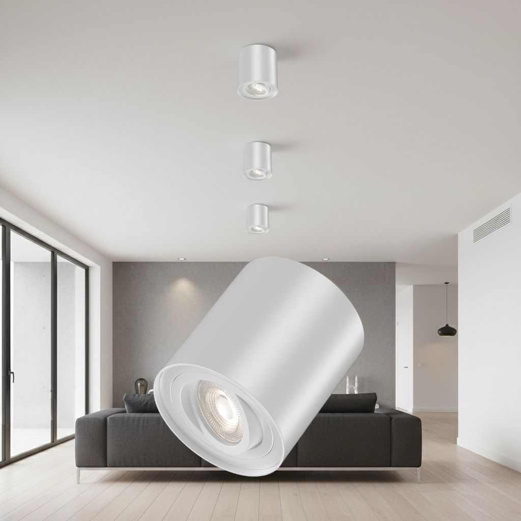 Spot Aplicat Rotund Fascicul Reglabil Alb Dulie GU10 Ø80x100mm led ceiling light