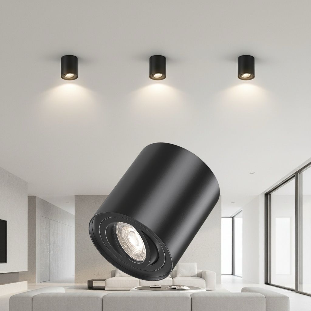 Spot Aplicat Rotund Fascicul Reglabil Negru Dulie GU10 Ø80x100mm led ceiling light