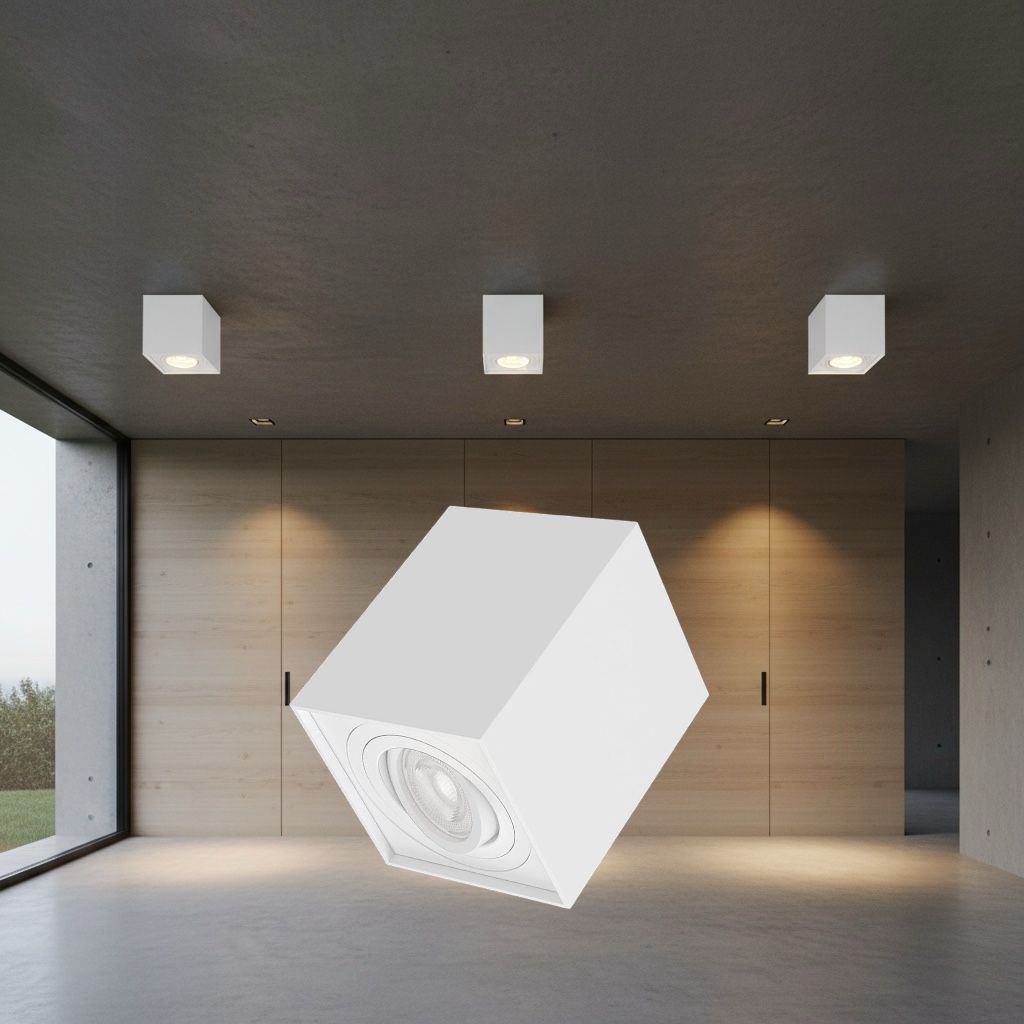 Spot Aplicat Patrat Fascicul Reglabil Alb Dulie GU10 L80xH100mm led ceiling light