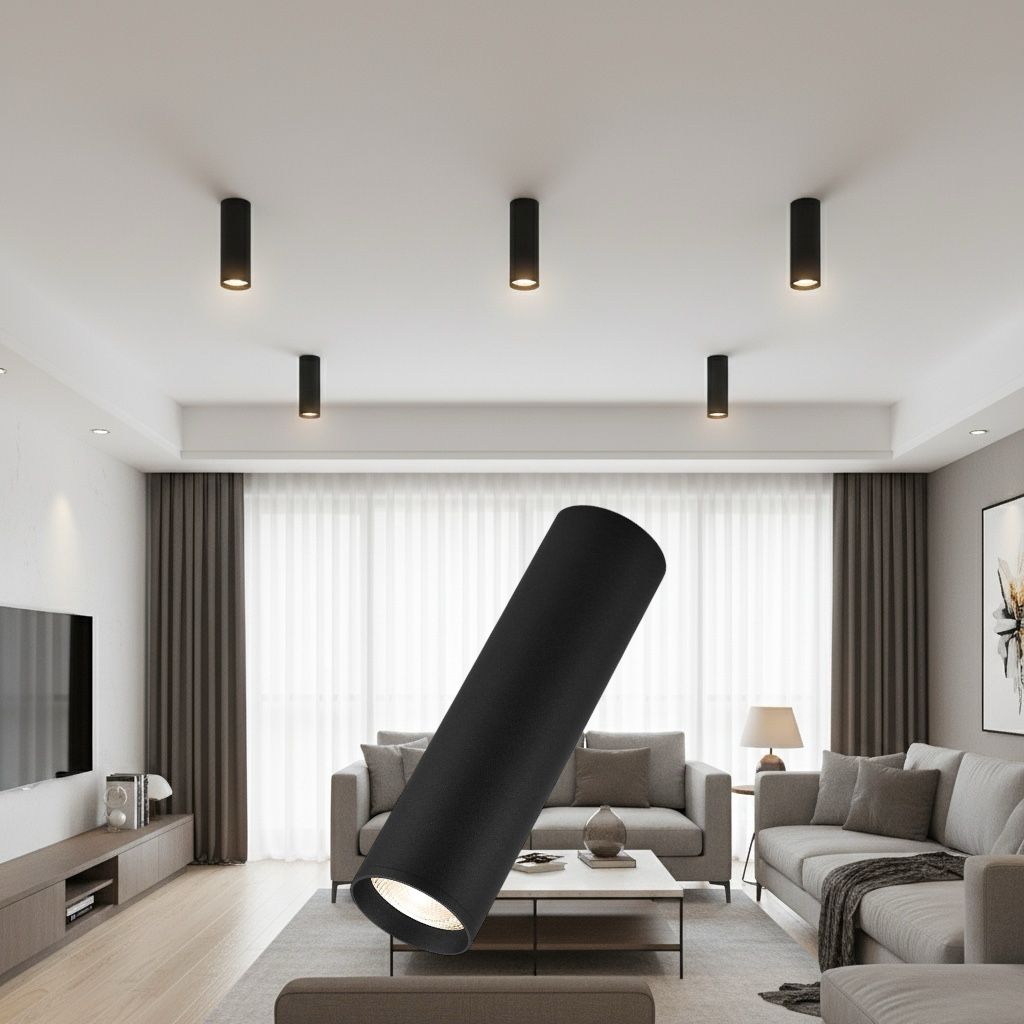 Spot Aplicat Rotund Negru Dulie GU10 Ø55x200mm led ceiling light