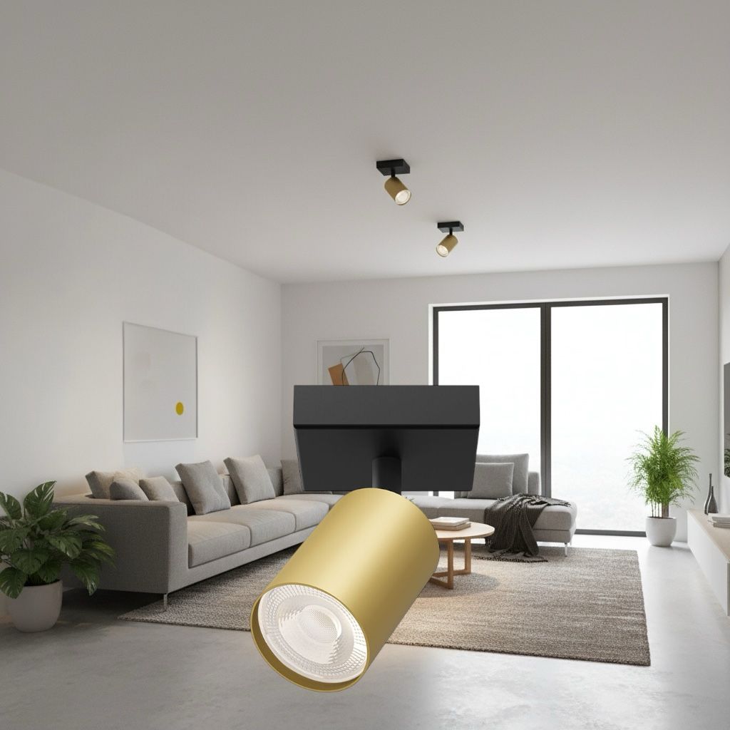 Spot Aplicat Orientabil Rotund Negru & Auriu Dulie GU10 Ø55x120mm led ceiling light